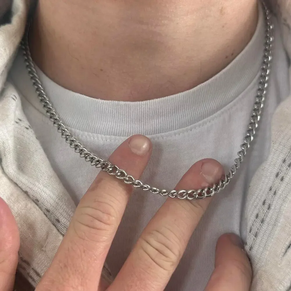 Silver stainless steel chain necklace
